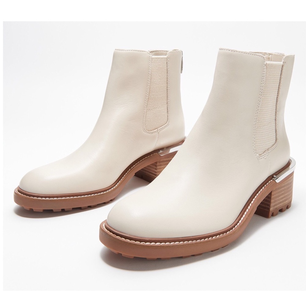 Vince Camuto Kelivena Leather Chelsea Boots Cream